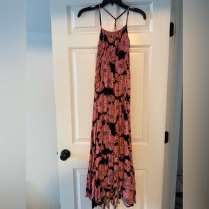 Free People Pink and Black Floral Maxi Dress